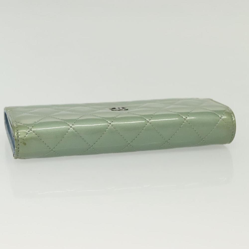 CHANEL Matelasse Long Wallet Enamel Green Silver CC Auth 138942 - Picture 6 of 16